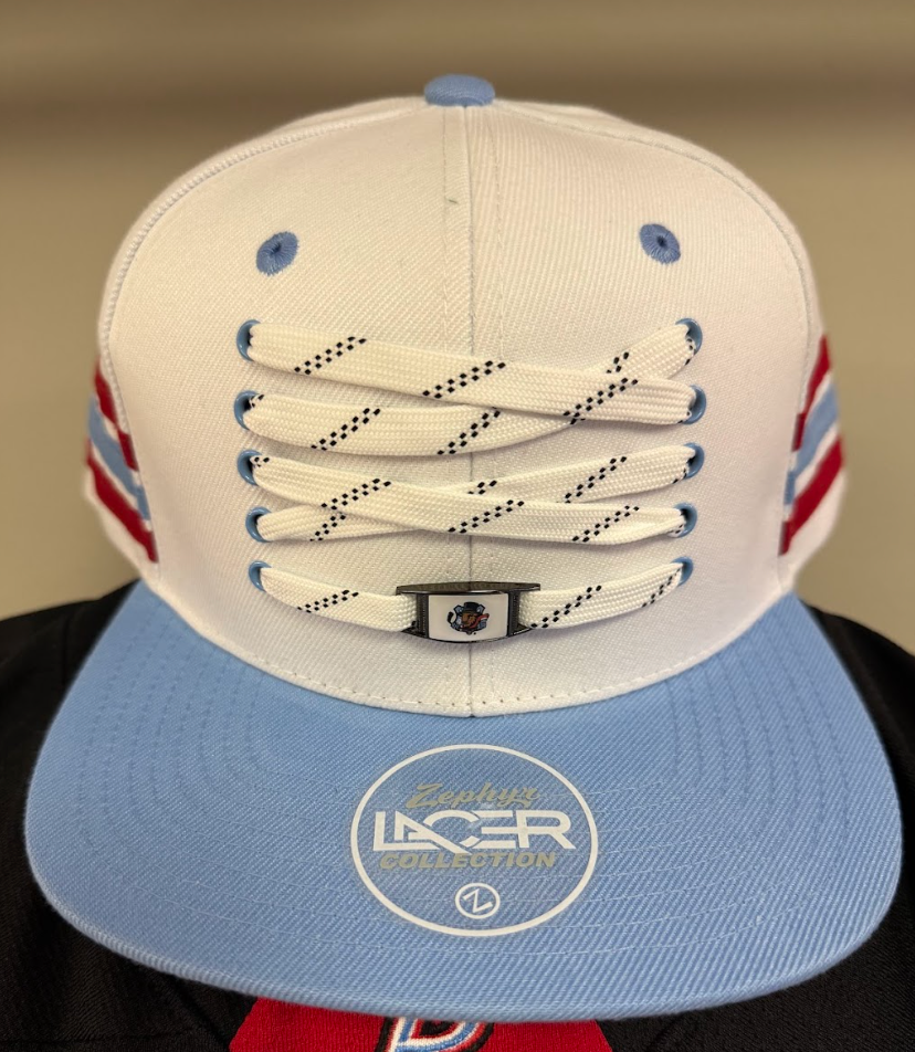 Bison White Lacer Flat Bill Hat