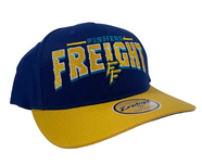 Fishers Freight Navy Hat with gold lettering and bill.