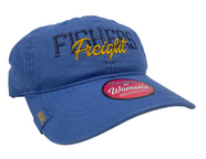 Fishers Freight Women's blue hat with navy and gold lettering.