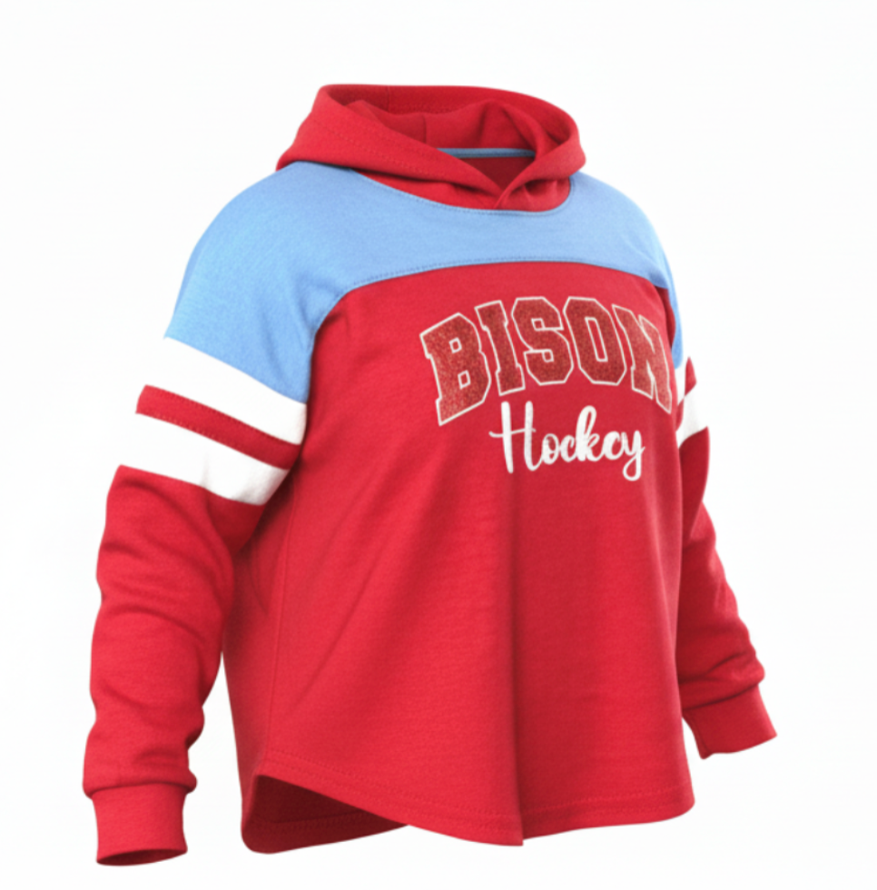 Bison Toddler Girls Reflection Red Hooded Tee