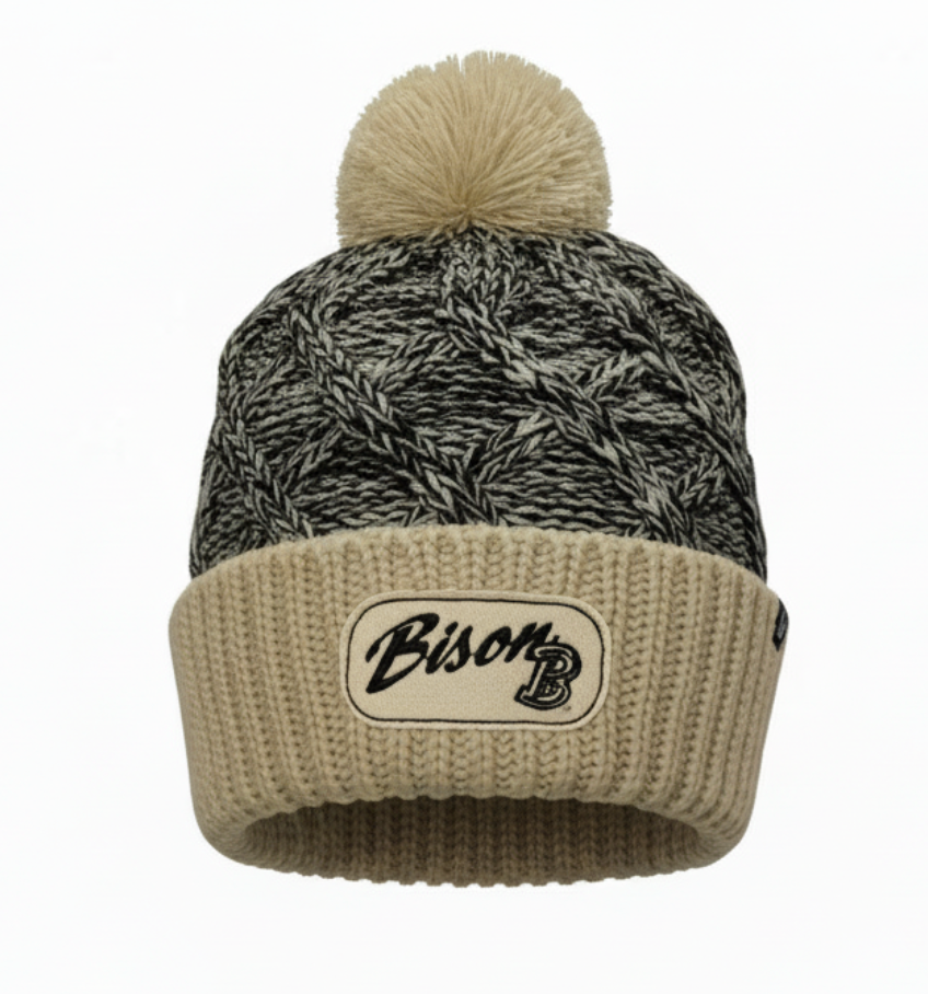 Bison Heavy Gauge Black & Tan Beanie