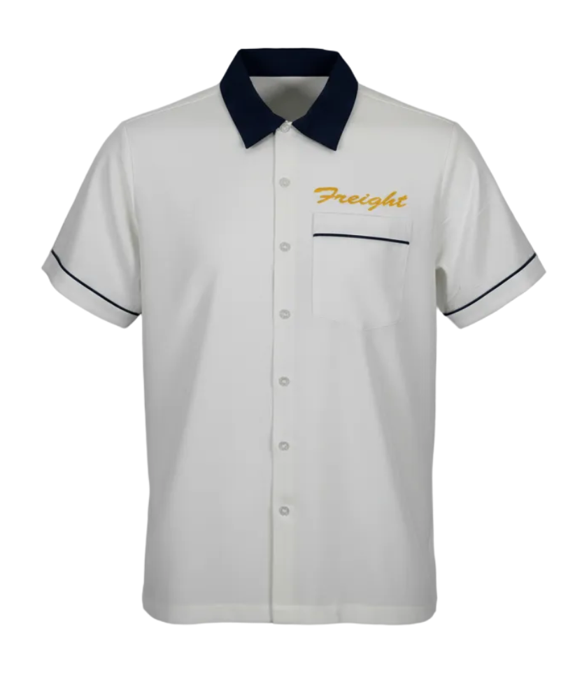 Freight Shields White Bowling Shirt