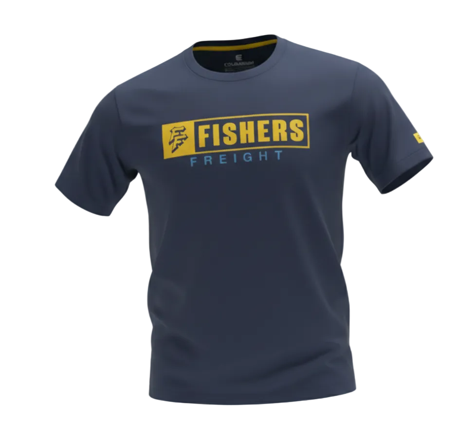 Fishers Freight navy tee with FF logo.