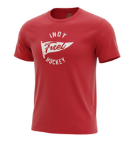 Red Fuel Youth tee with 'Indy Fuel Hockey' over a white pennant.