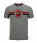 Grey Fuel tee with primary logo in center of chest and stripes across the chest.
