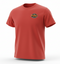 Red Fuel tee with primary logo on left chest, along with F logo and black script on the back.