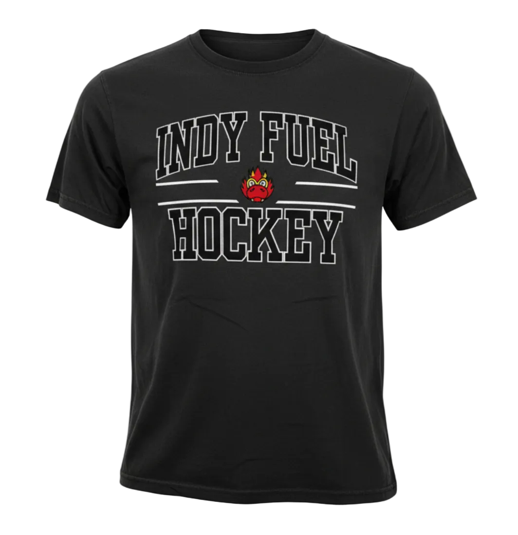 Black Fuel youth tee with 'Indy Fuel Hockey' and youth movement logo on chest.