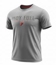 Grey Fuel youth tee with 'Indy Fuel Hockey' and F logo on chest.
