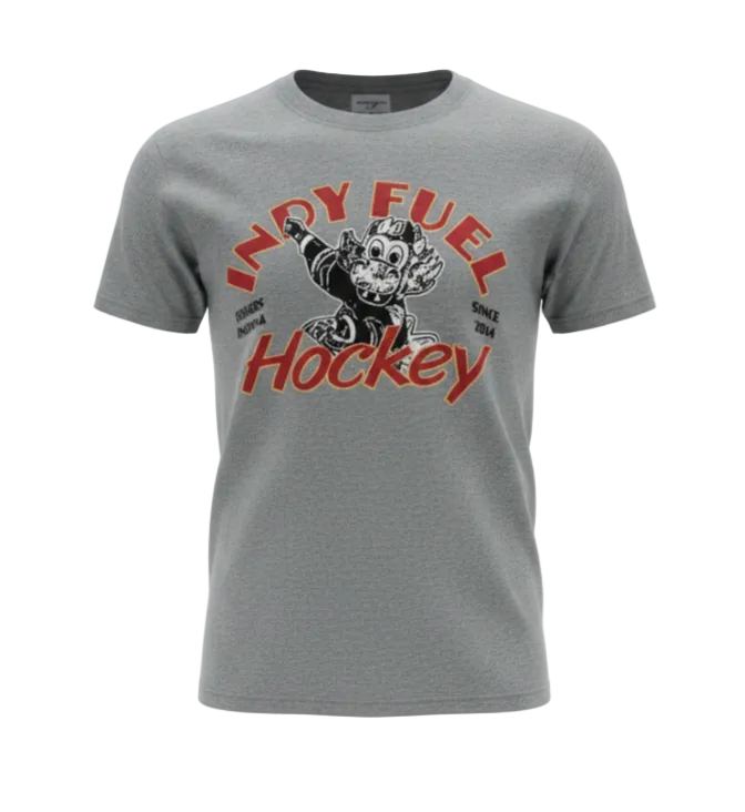 Grey Fuel tee with Nitro and 'Indy Fuel Hockey' on the chest.