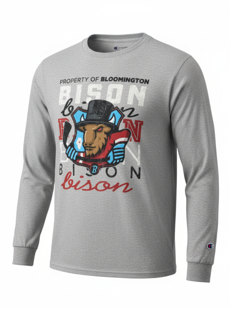 Bison Youth Grey Long Sleeve Tee