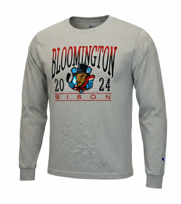 Bison Oxford Grey Long Sleeve Tee