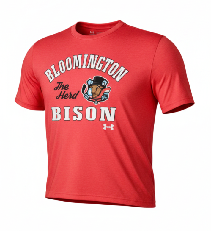 Red Bison tee with primary logo, 
