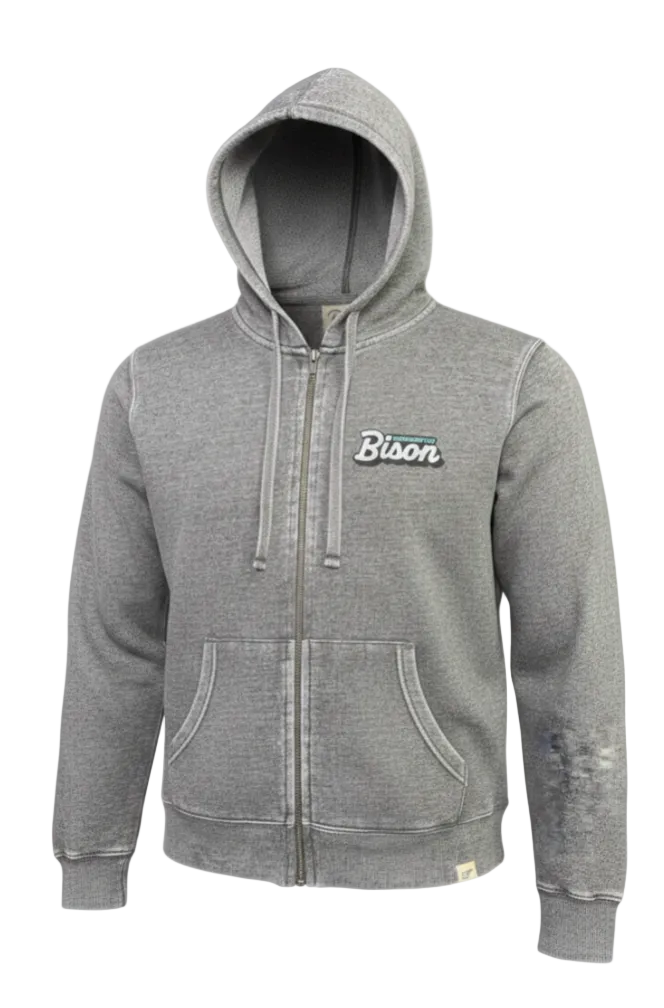 Bison Women's Burnout Full Zip Charcoal Hoodie