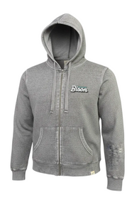 Bison Women's Burnout Full Zip Charcoal Hoodie