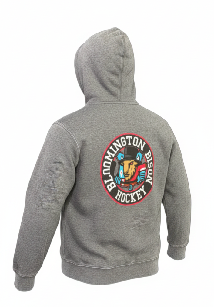 Bison Women's Burnout Full Zip Charcoal Hoodie