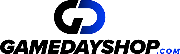 Gamedayshop logo with a black and blue design on a white background